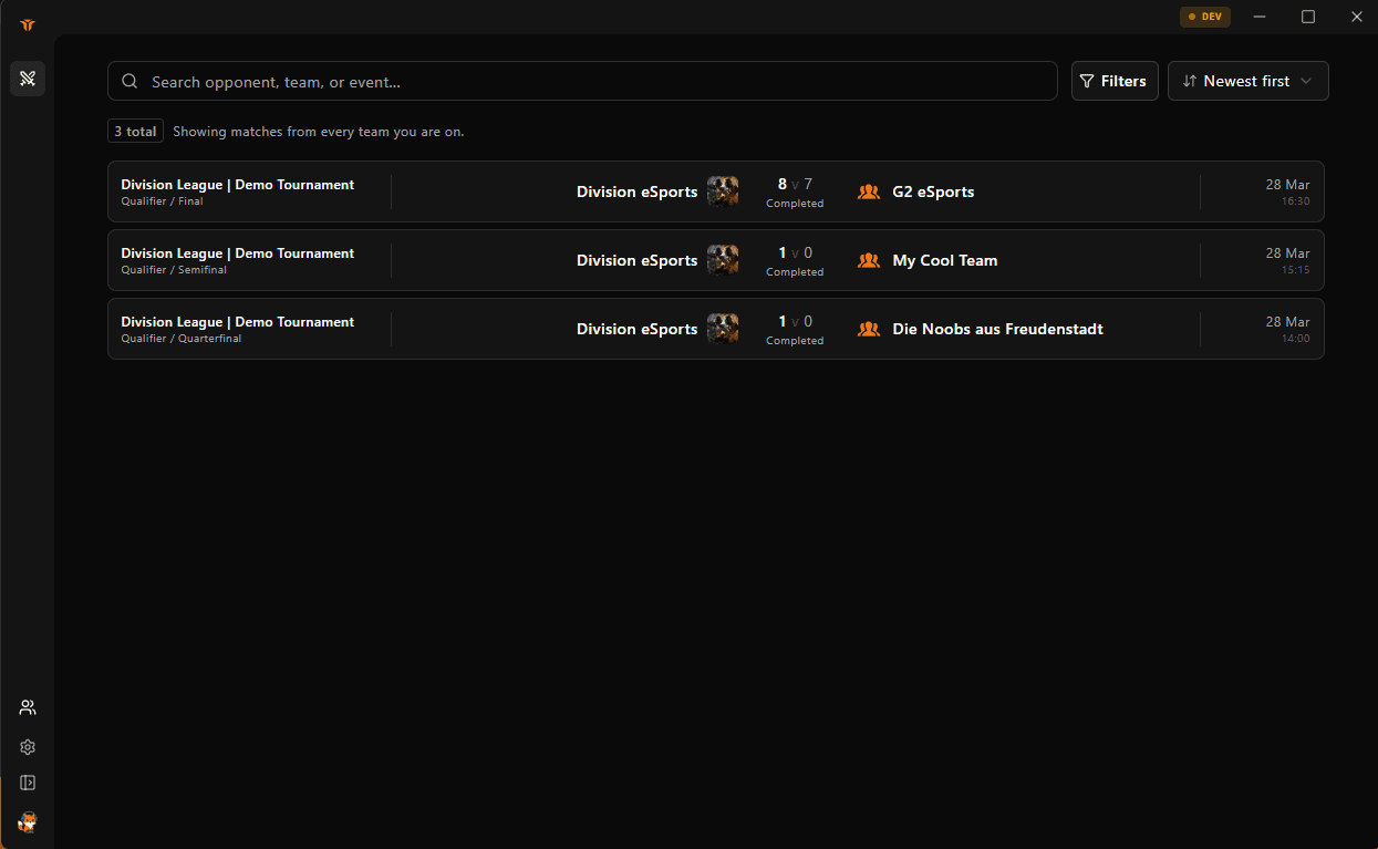 Strave desktop client screenshot
