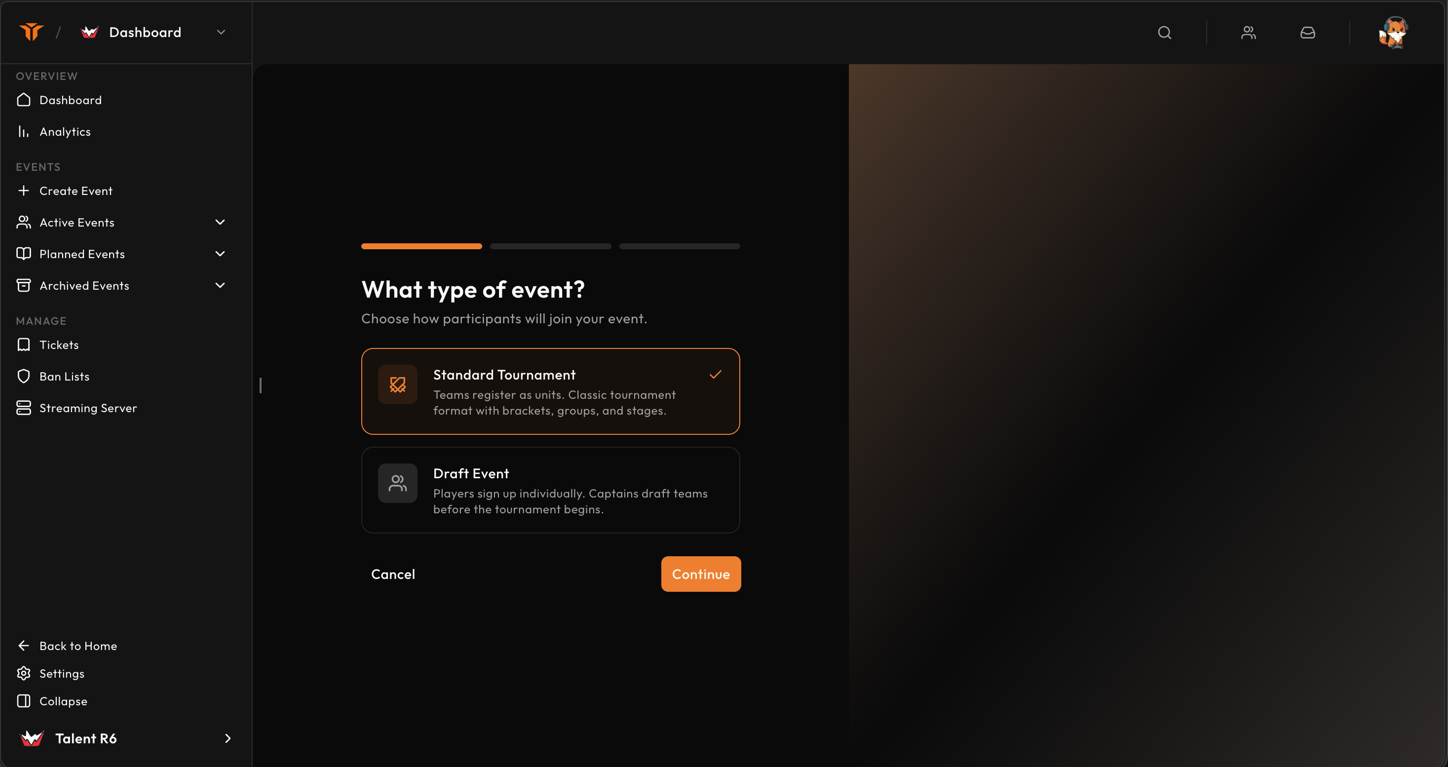Choosing between a standard tournament and a draft event